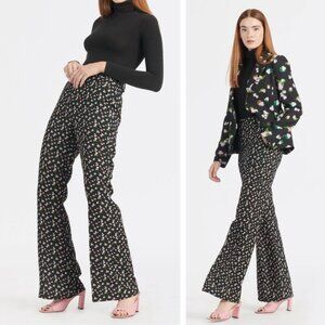 NEW Tanya Taylor Reese Wide Leg Flare Trouser Pants Floral Garden Party Boho